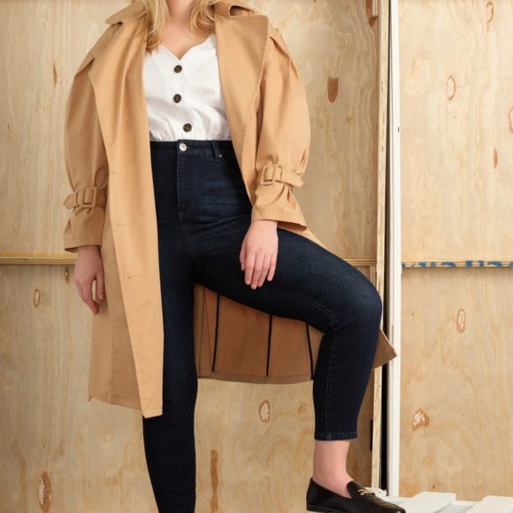 Eloquii Puff Sleeve Trench Coat - Picture 3 of 6